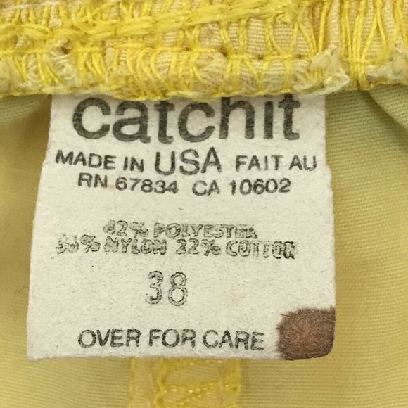 Vintage Catchit Mens Board Shorts Yellow Blue 38 - Picture 5 of 7